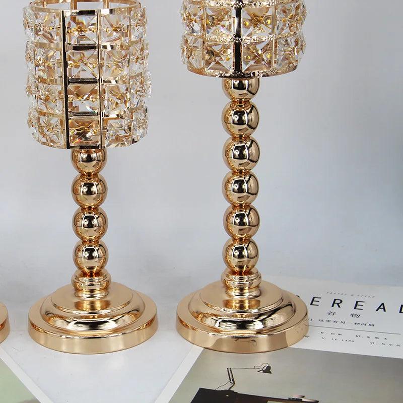 Castiçal de Cristal, Dourado Estilo Europeu - Casas Carol