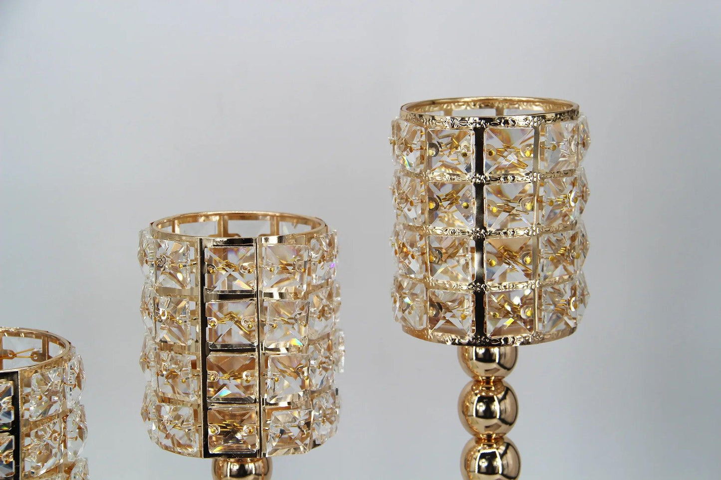 Castiçal de Cristal, Dourado Estilo Europeu - Casas Carol