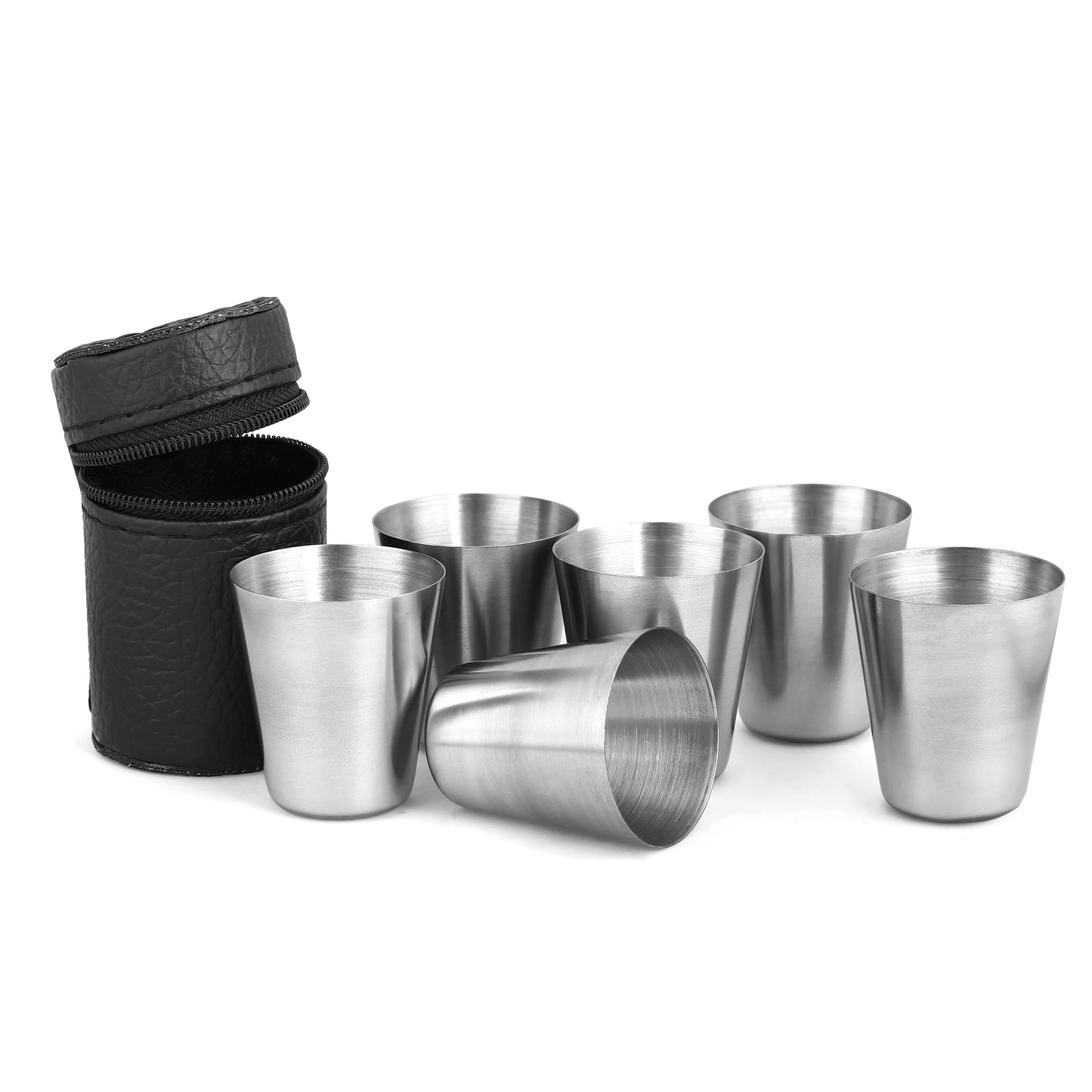 4/6 pçs conjunto ao ar livre prático viagem copos de aço inoxidável mini conjunto óculos para uísque vinho com caso portátil drinkware 30/70ml