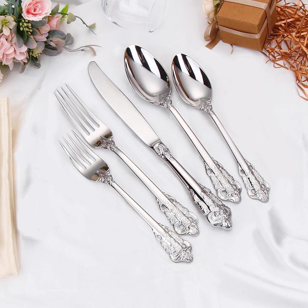 Conjunto de Talheres 30 Peças Decorado Banhado a Ouro - Casas Carol