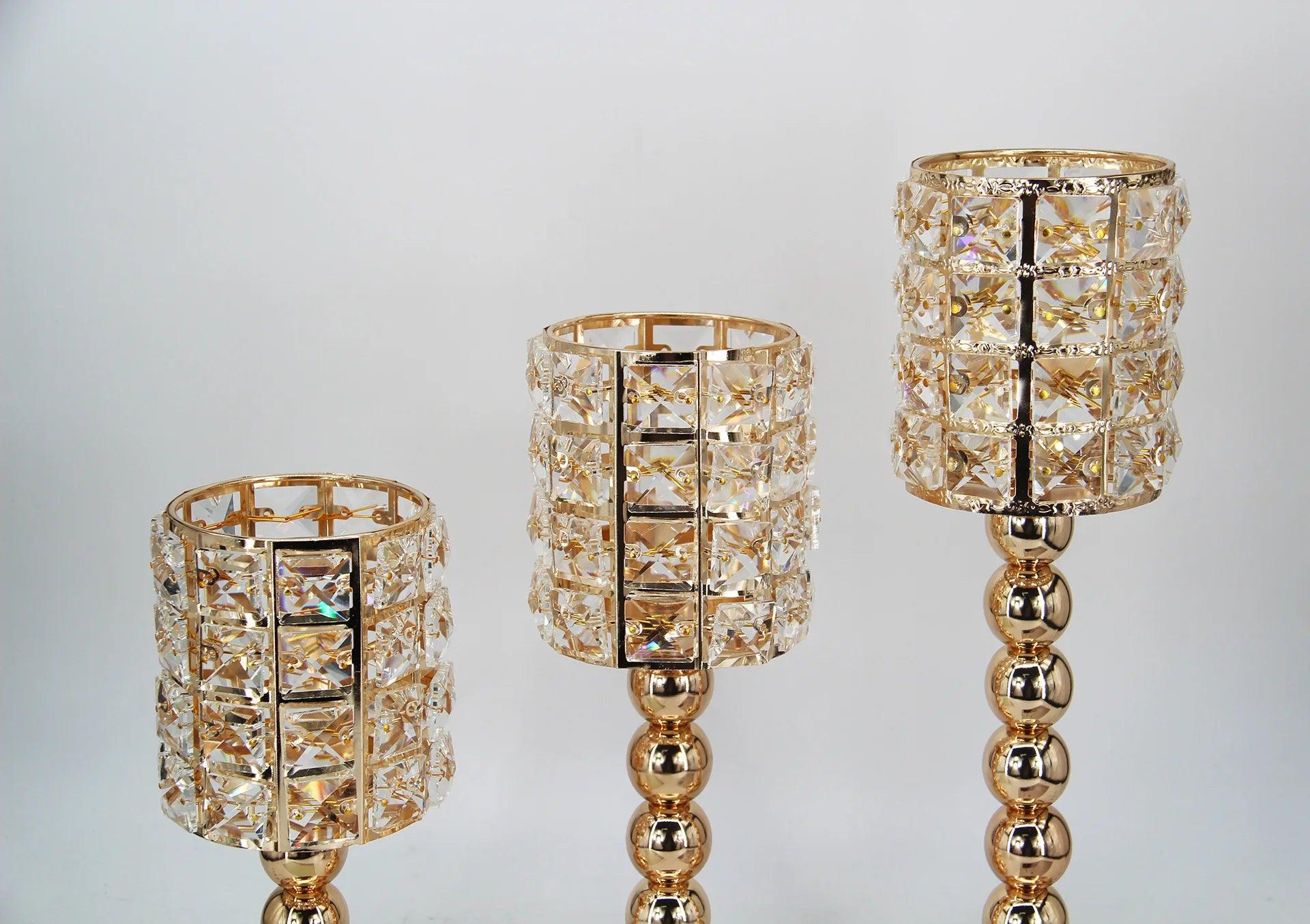 Castiçal de Cristal, Dourado Estilo Europeu - Casas Carol