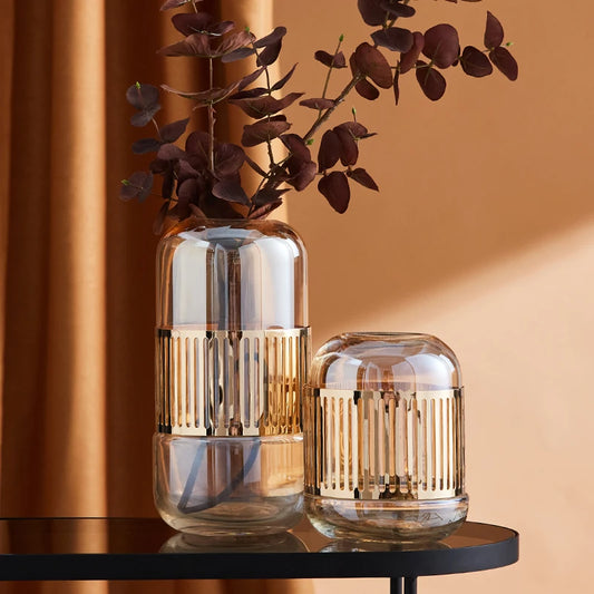 Vaso de Vidro Estilo Europeu Banhado a Ouro - Casas Carol